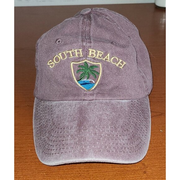 South Beach Baseball Hat Mauve Cap Miami Palm Tree Adjustable Strap - Picture 1 of 7